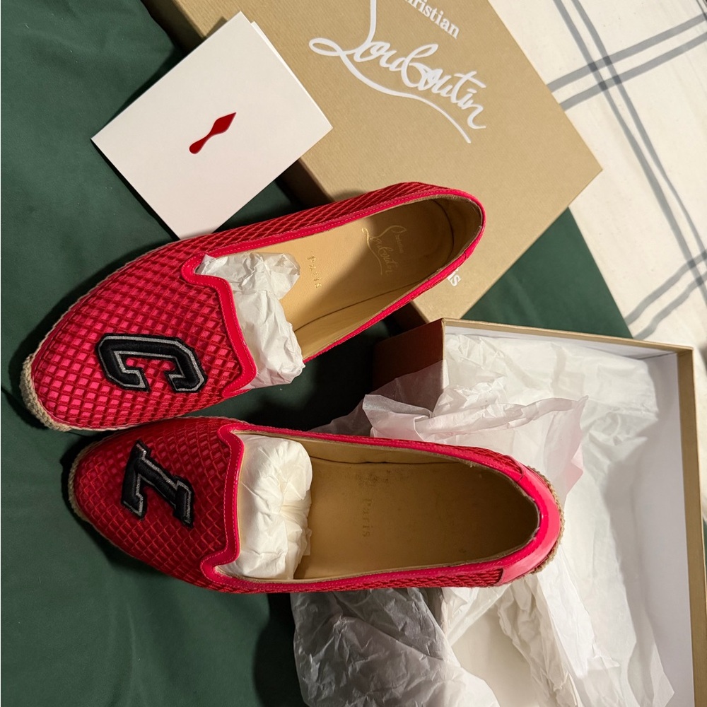 Christian Louboutin Vibrant Pink Flats with Monogram